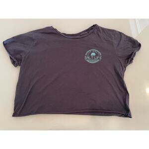 Salty Life Women’s Gray Cropped TShirt Size Med 100% Cotton